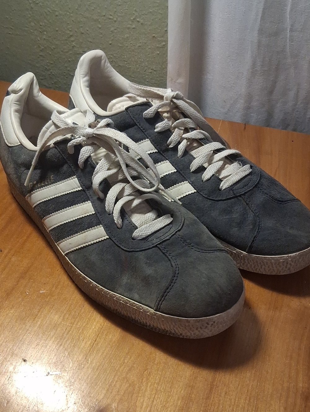adidas Men's Suede Sneakers in Gray/blue and White Size 12